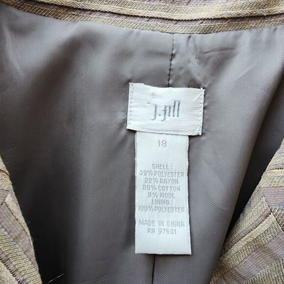 J. Jill Pinstripe Blazer Womens SZ 18 Mature Office Corporate Chunky Academia - Picture 2 of 5